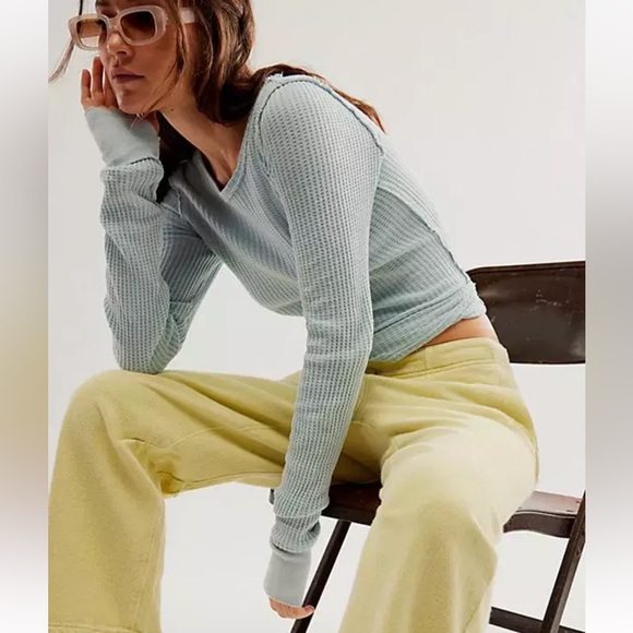 FREE PEOPLE We The Free Roll With it Thermal Blue XS - Picture 2 of 8